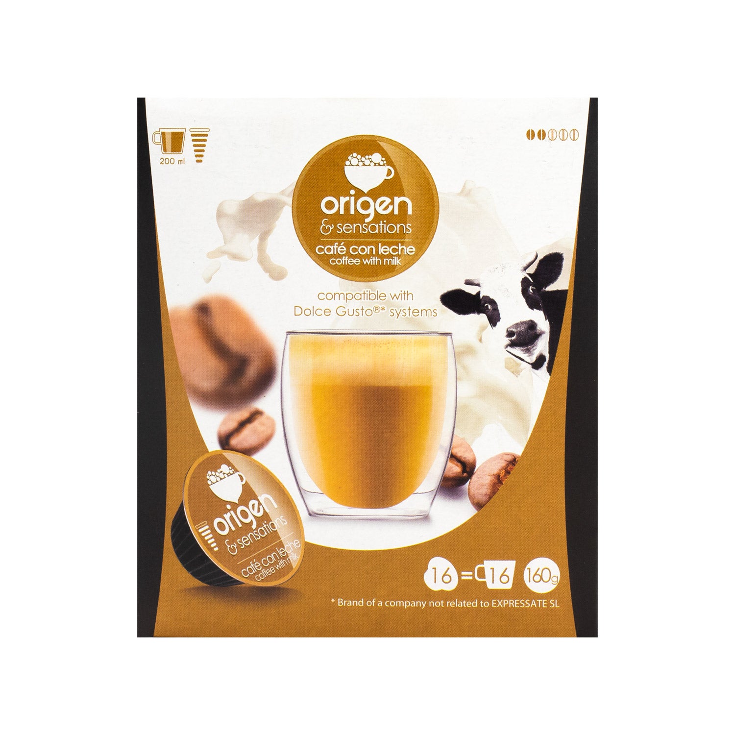 Café bombón con leche condensada en cápsulas Origen & Sensations compatible  con Dolce Gusto 10 ud.