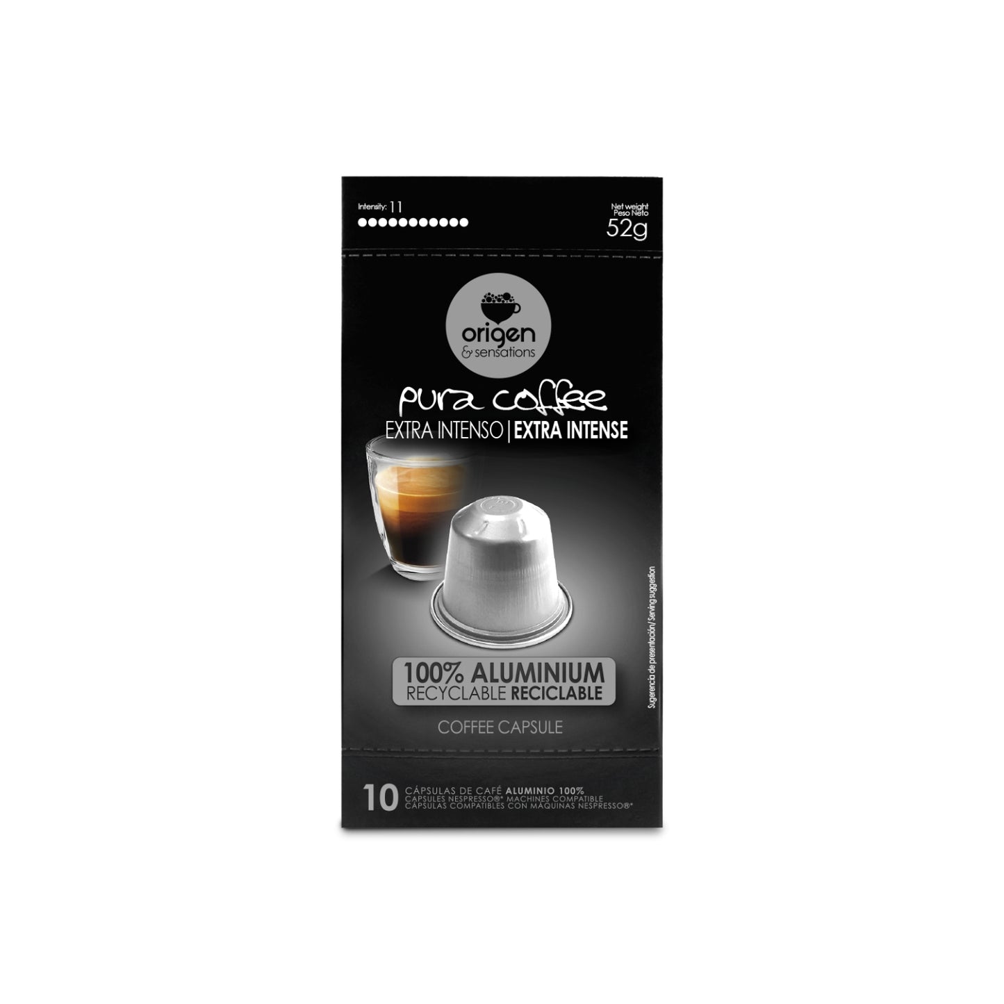 Cápsulas de aluminio Café Extra Intenso (10 caps) · Pura Coffee