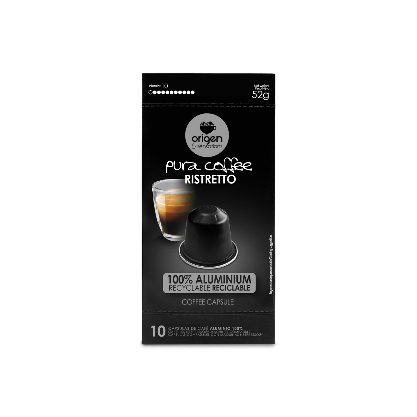Cápsulas de aluminio Café Ristretto (10 caps) · Pura Coffee