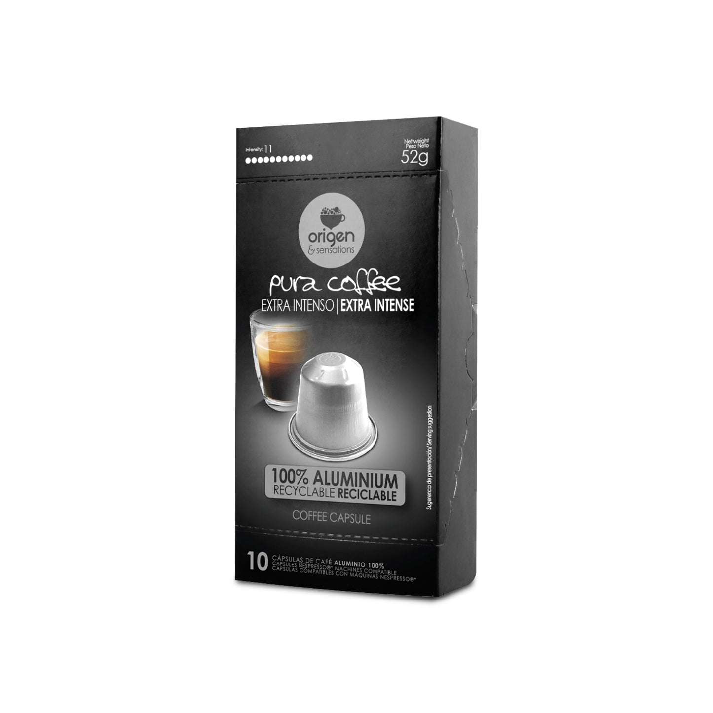 Cápsulas de aluminio Café Extra Intenso (10 caps) · Pura Coffee