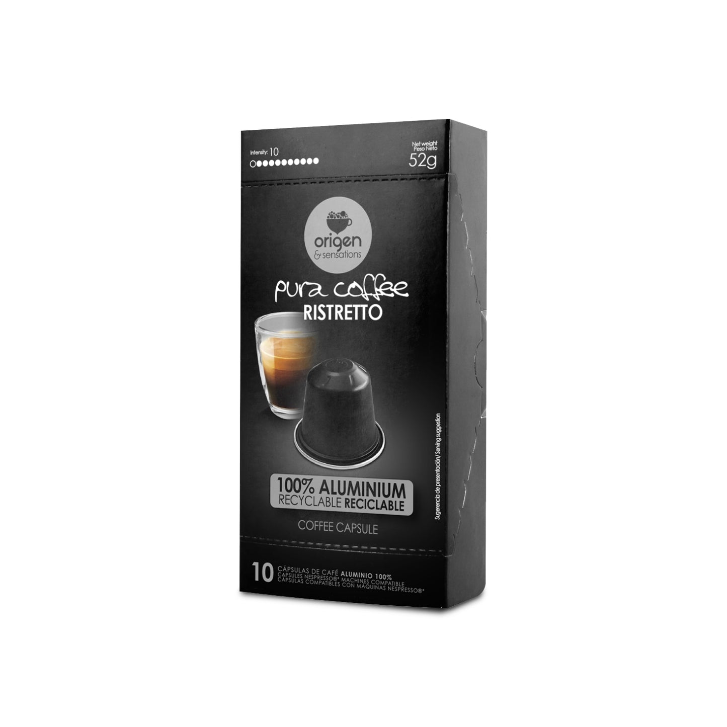 Cápsulas de aluminio Café Ristretto (10 caps) · Pura Coffee
