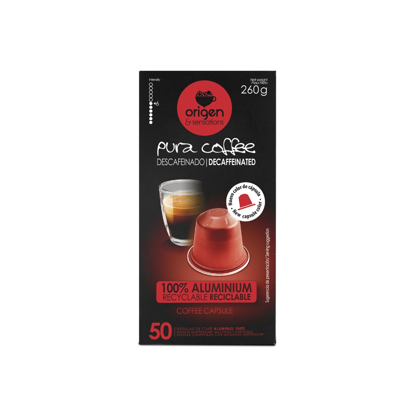 Cápsulas de aluminio Café Descafeinado (50 caps) · Pura Coffee