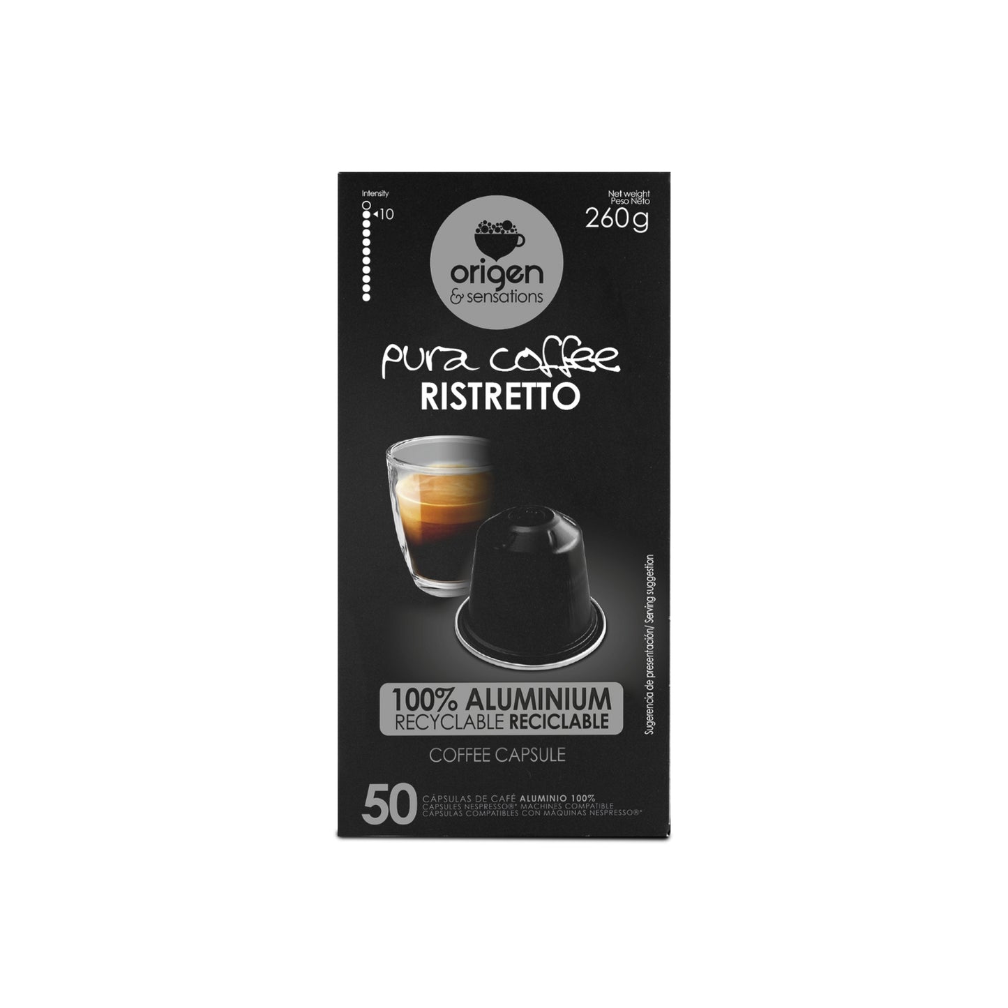 Cápsulas de aluminio Café Ristretto (50 caps) · Pura Coffee