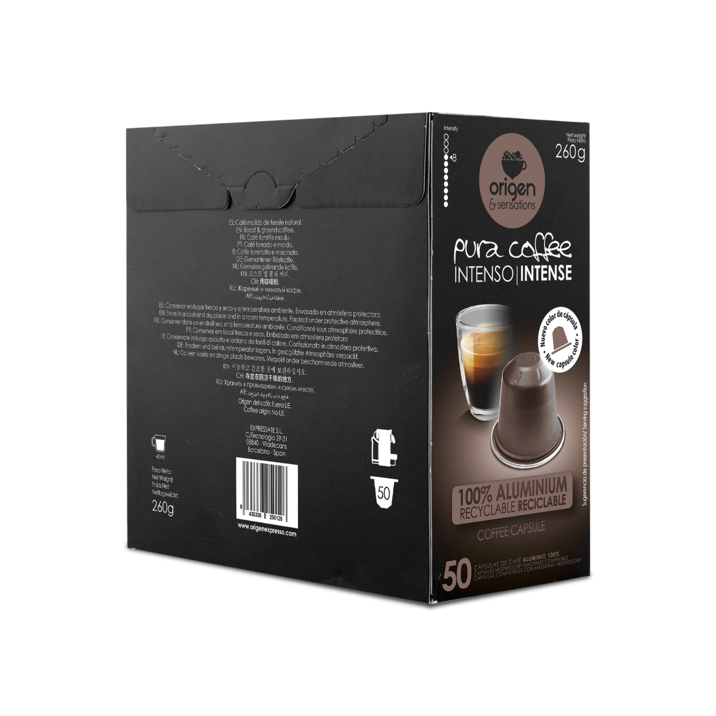 Cápsulas de aluminio Café Intenso (50 caps) · Pura Coffee