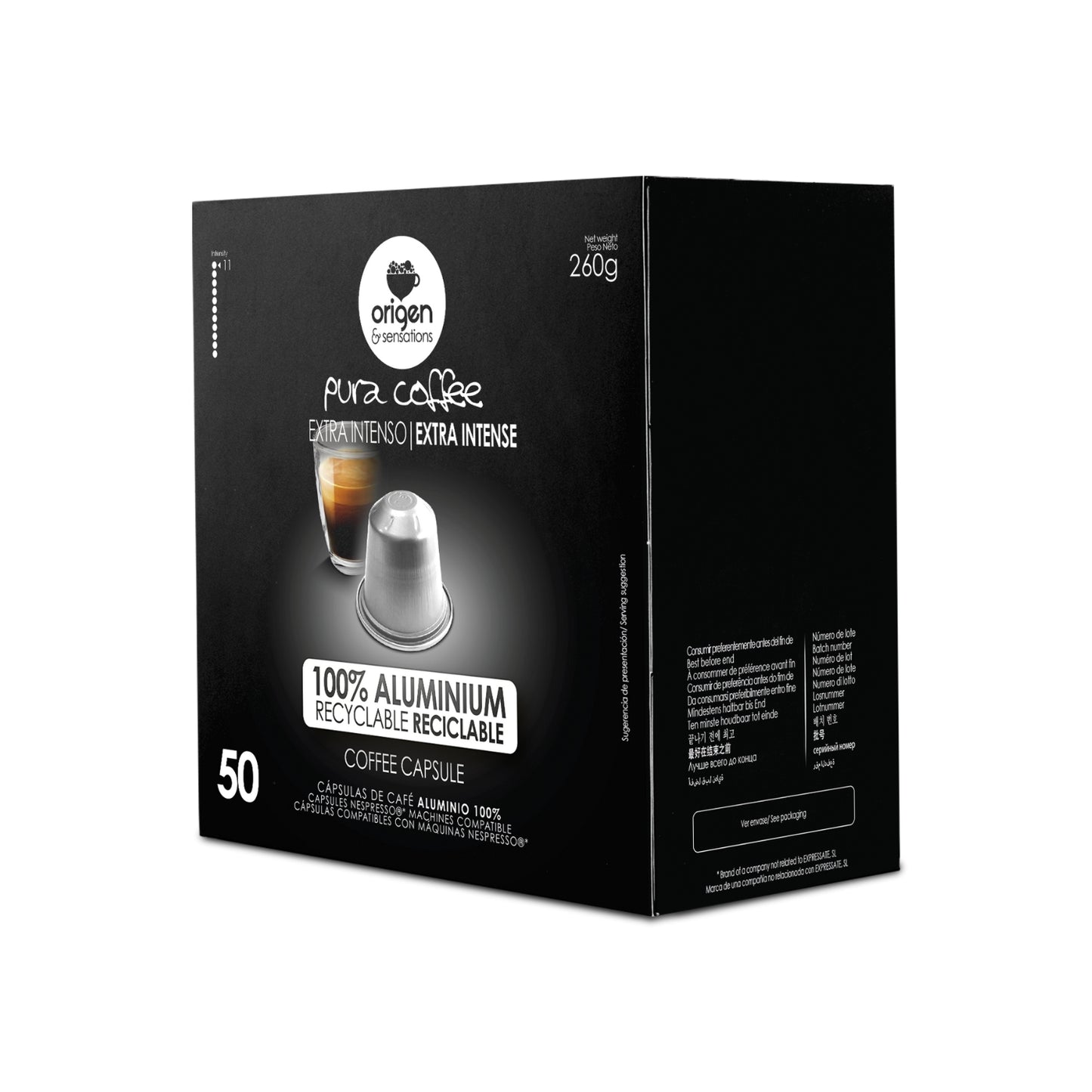 Cápsulas de aluminio Café Extra Intenso (50 caps) · Pura Coffee