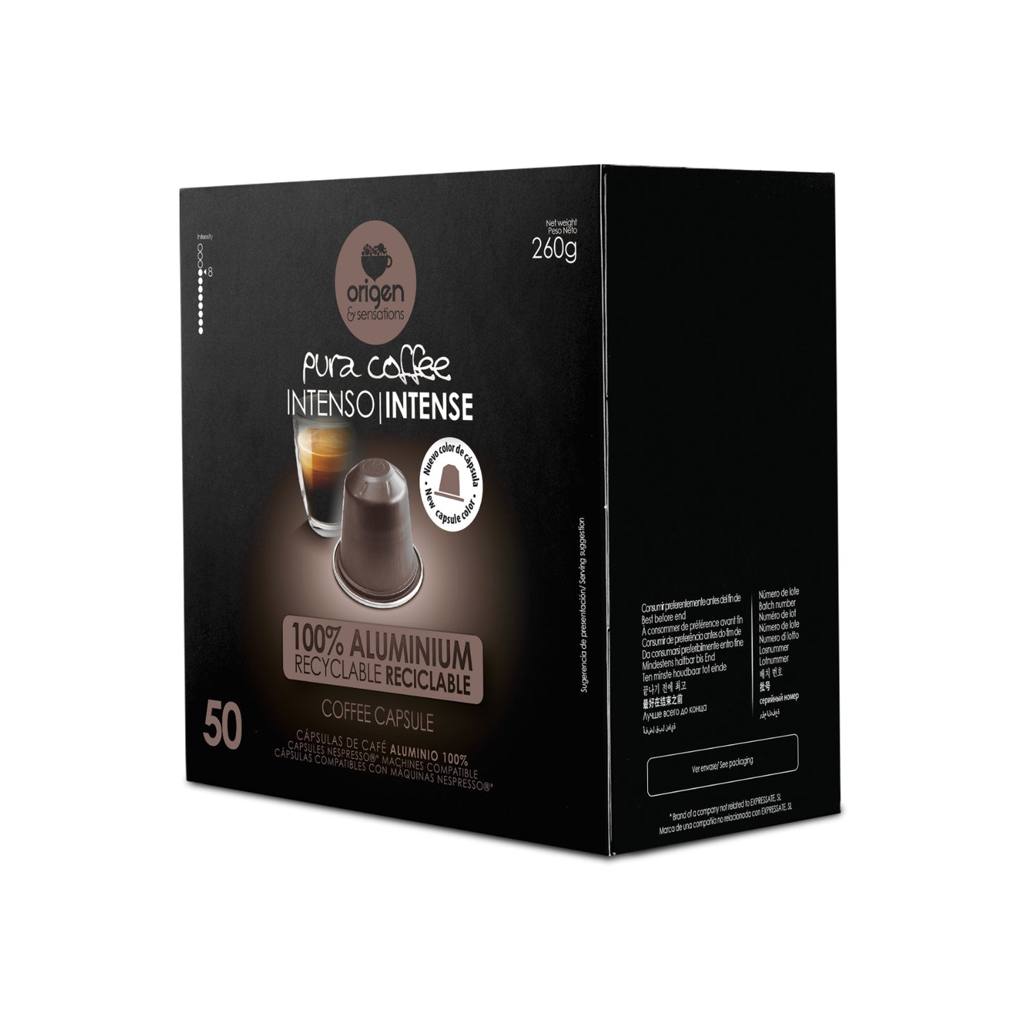 Cápsulas de aluminio Café Intenso (50 caps) · Pura Coffee