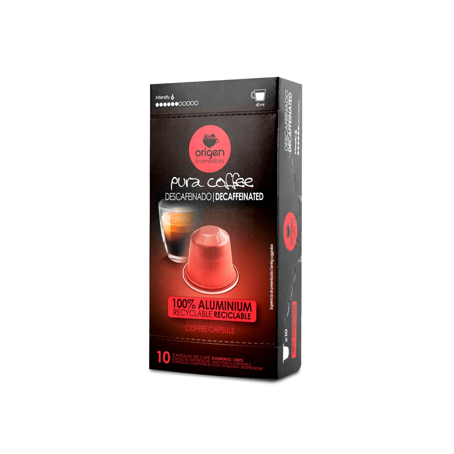 Cápsulas de aluminio Café Descafeinado (10 caps) · Pura Coffee