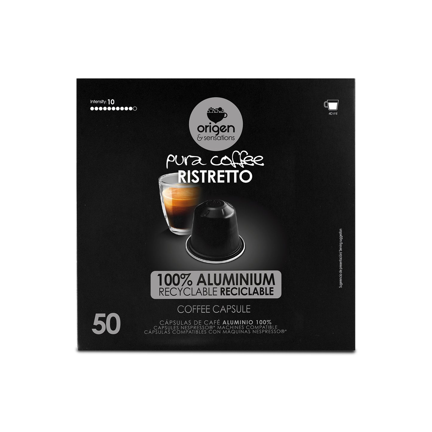 Cápsulas de aluminio Café Ristretto (50 caps) · Pura Coffee