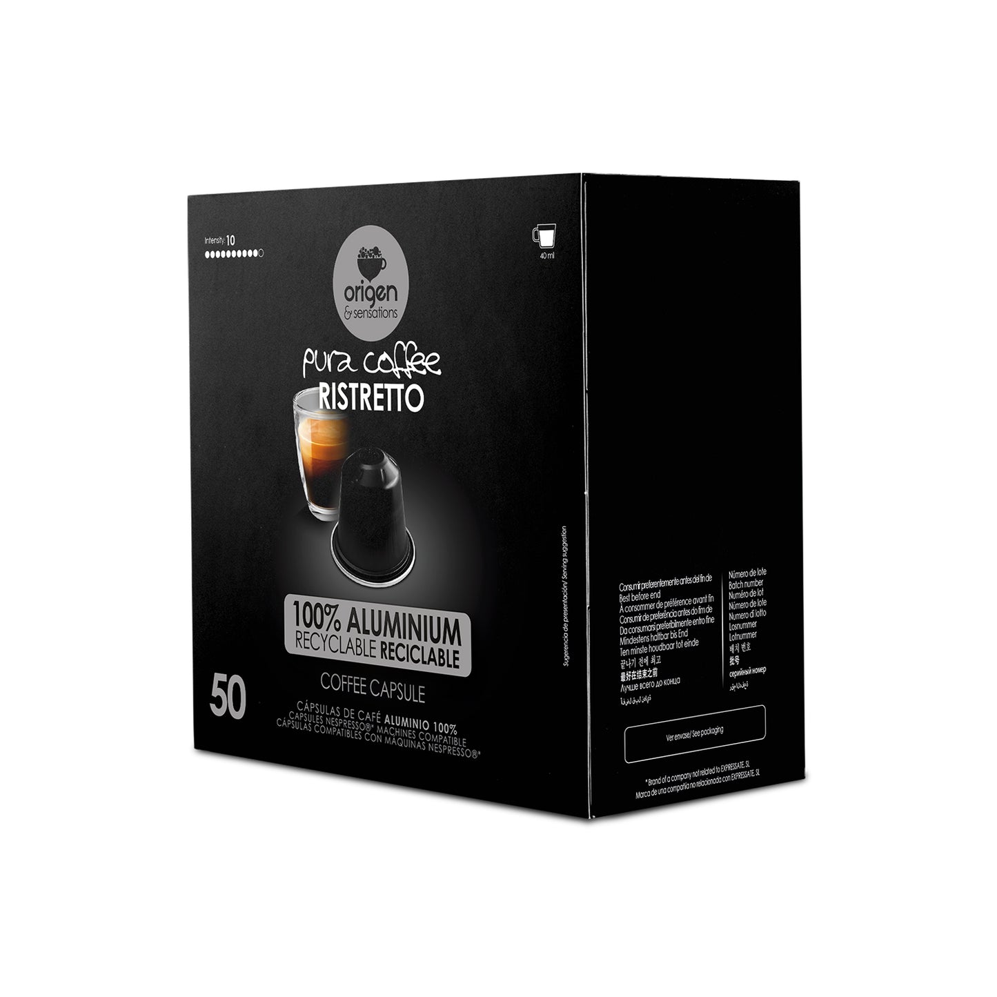Cápsulas de aluminio Café Ristretto (50 caps) · Pura Coffee