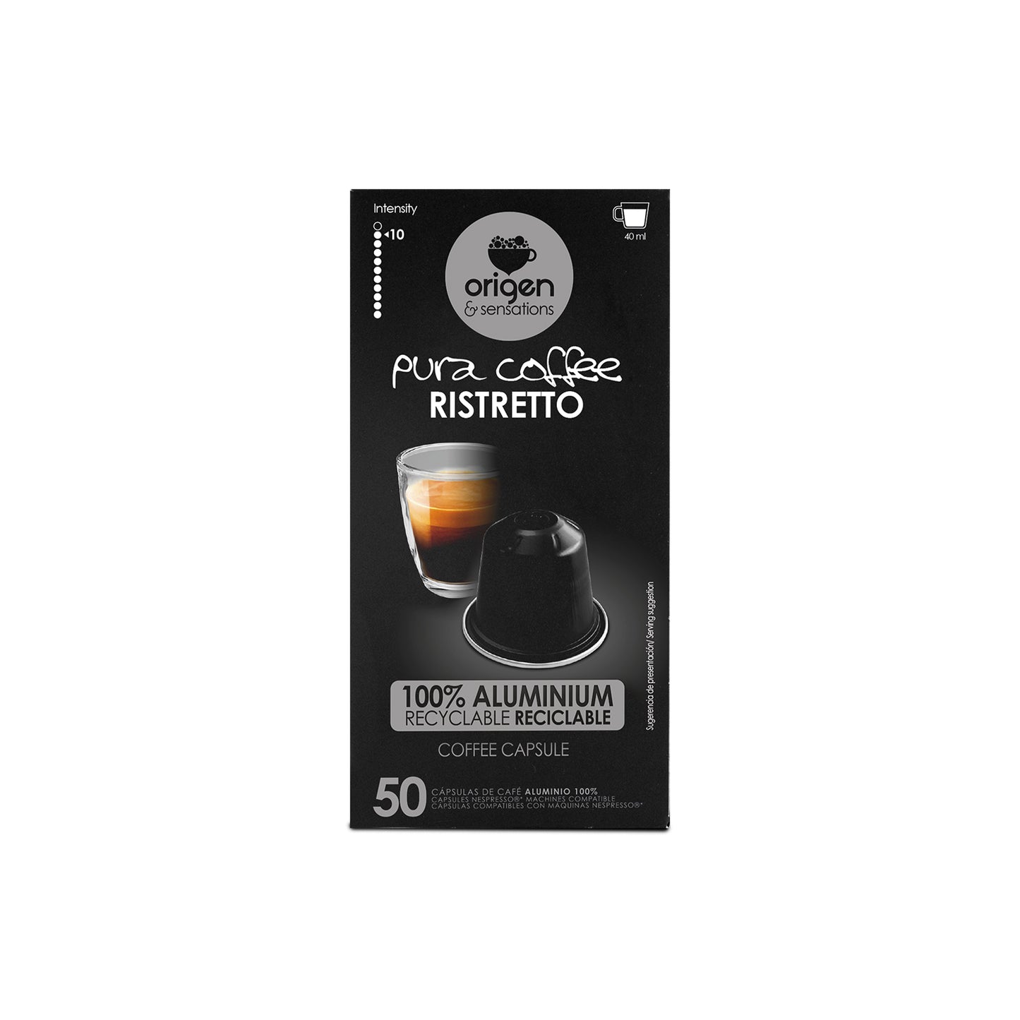 Cápsulas de aluminio Café Ristretto (50 caps) · Pura Coffee