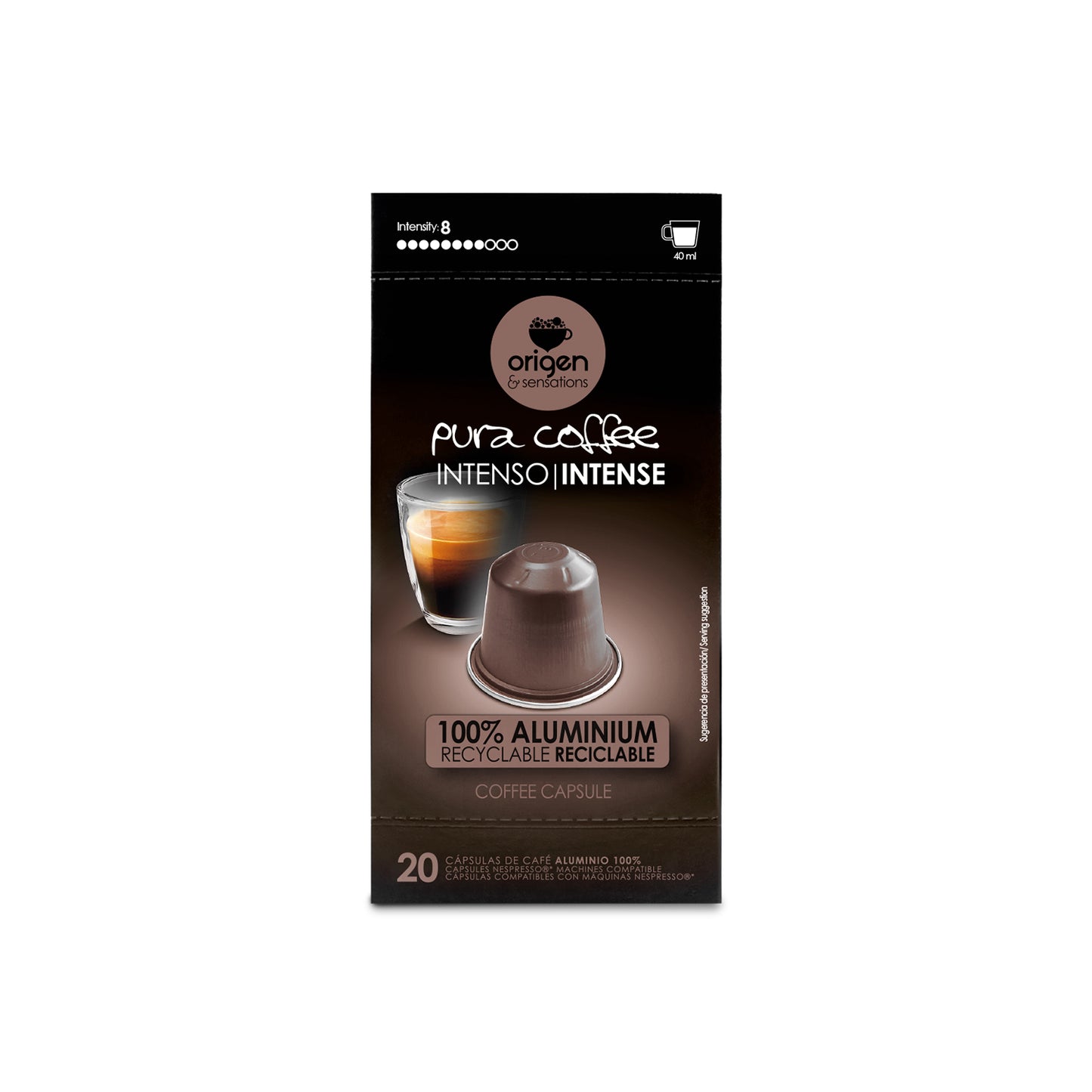 Cápsulas de aluminio Café Intenso (20 caps) · Pura Coffee