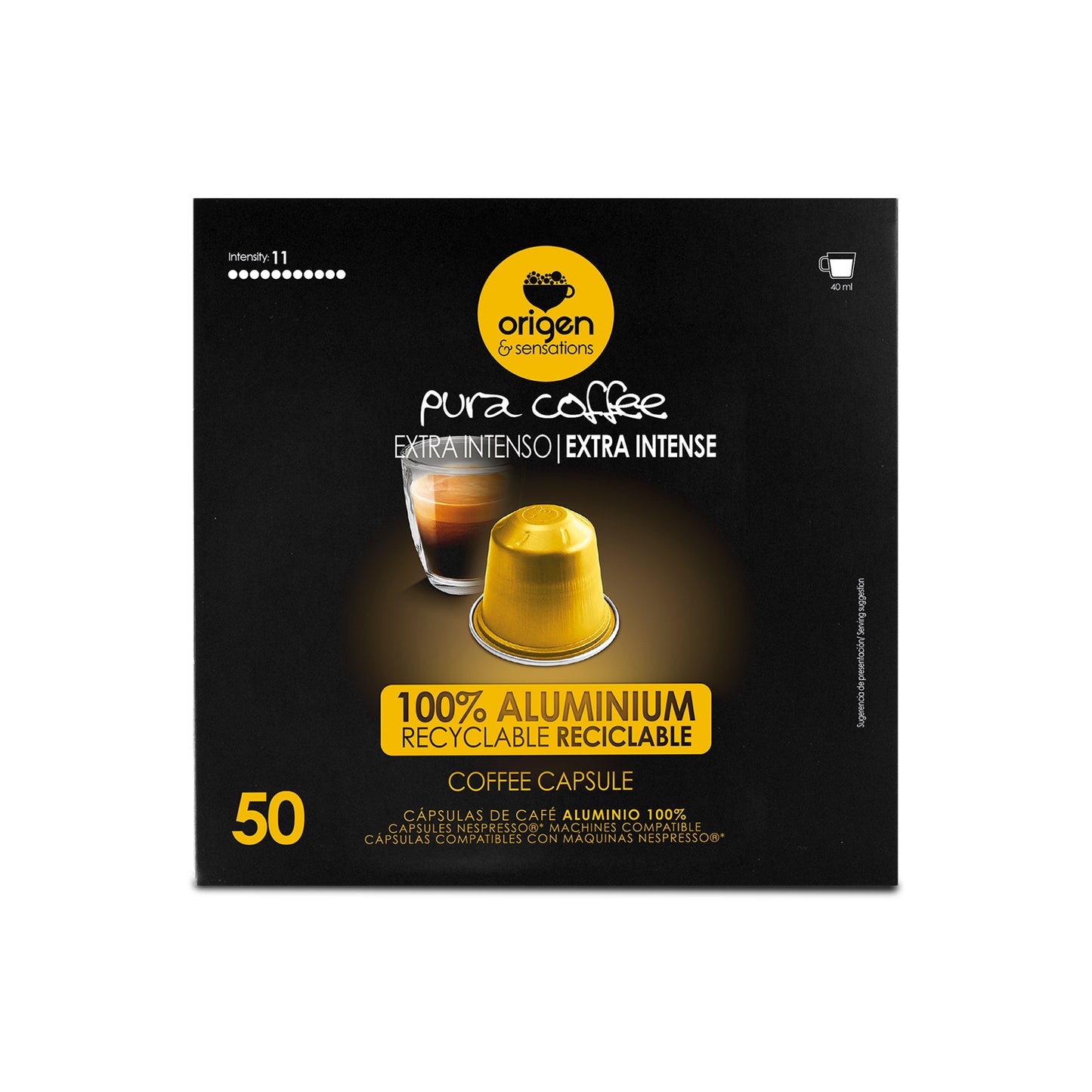 Cápsulas de aluminio Café Extra Intenso (50 caps) · Pura Coffee