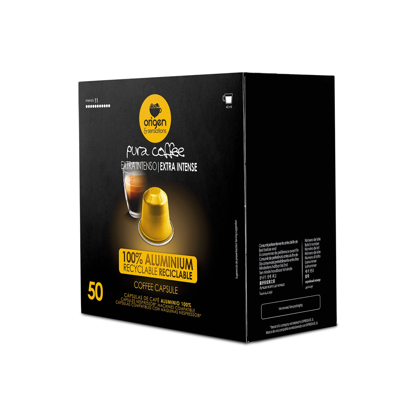 Cápsulas de aluminio Café Extra Intenso (50 caps) · Pura Coffee