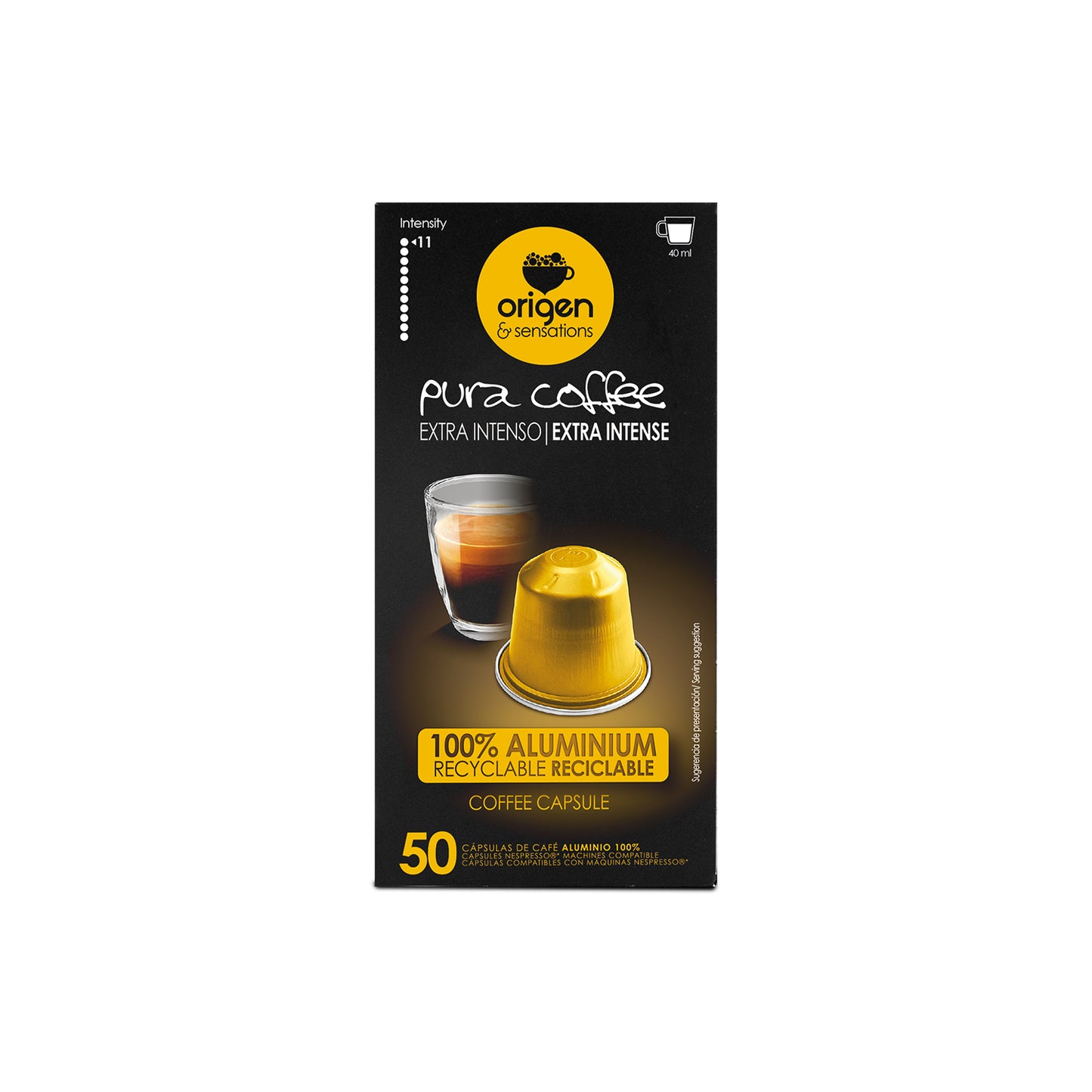 Cápsulas de aluminio Café Extra Intenso (50 caps) · Pura Coffee