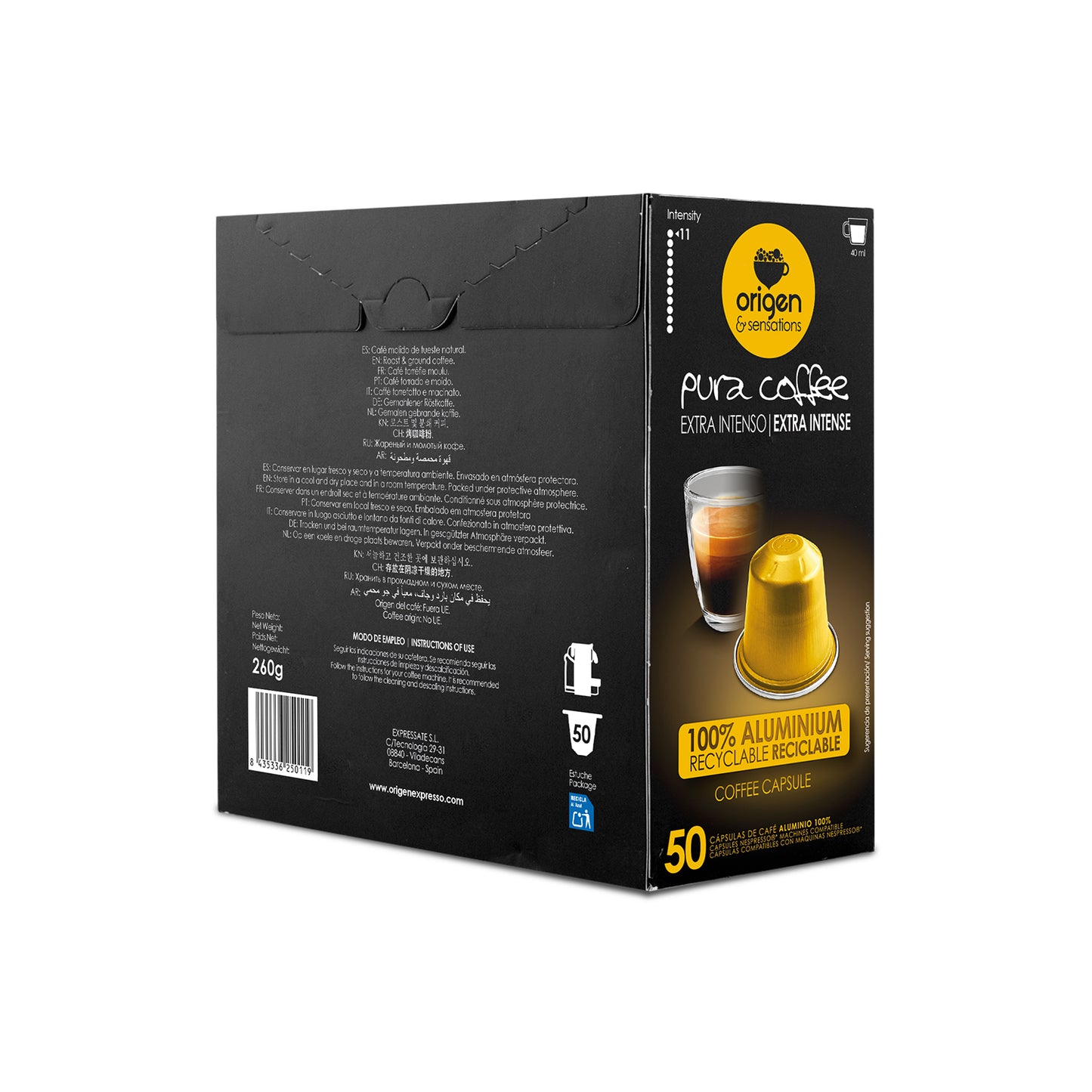 Cápsulas de aluminio Café Extra Intenso (50 caps) · Pura Coffee